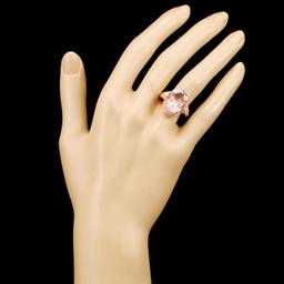 14K Gold 8.34ct Morganite & 0.70ctw Diamond Ring