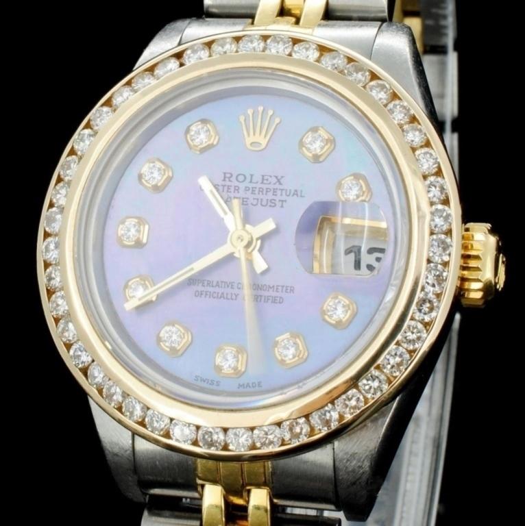 Rolex YG/SS DateJust Diamond Ladies Watch