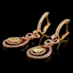 18K Rose Gold 1.48ctw Fancy Color Diamond Earrings