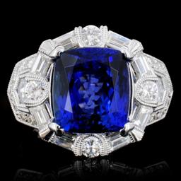 18K Gold 7.65ct Tanzanite & 1.76ct Diamond Ring