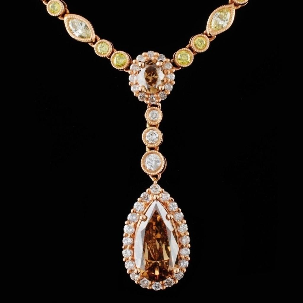 18K Rose Gold 3.87ctw Diamond Necklace