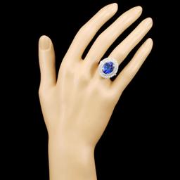 18K Gold 6.31ct Tanzanite & 1.26ctw Diamond Ring