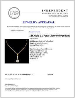 18K Gold 1.17ctw Diamond Pendant