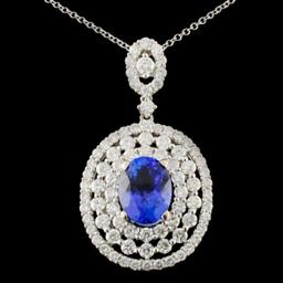 18K Gold 2.09ct Tanzanite & 1.86ctw Diamond Pendan