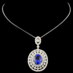 18K Gold 2.09ct Tanzanite & 1.86ctw Diamond Pendan