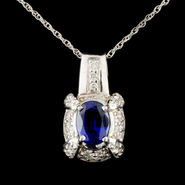 14K Gold 2.31ct Sapphire & 0.63ctw Diamond Pendant