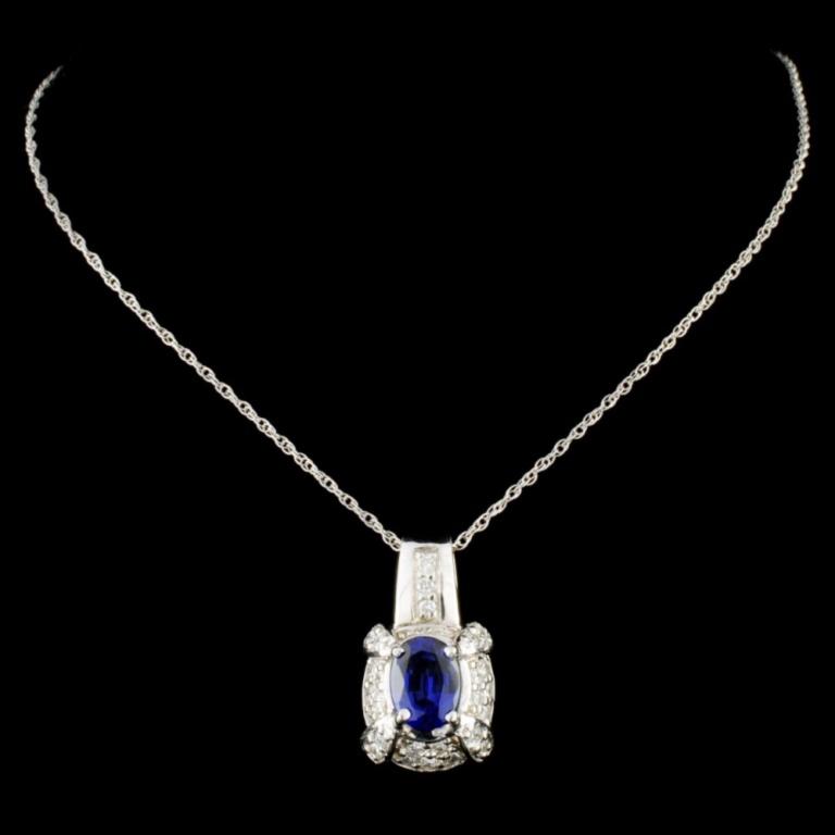 14K Gold 2.31ct Sapphire & 0.63ctw Diamond Pendant