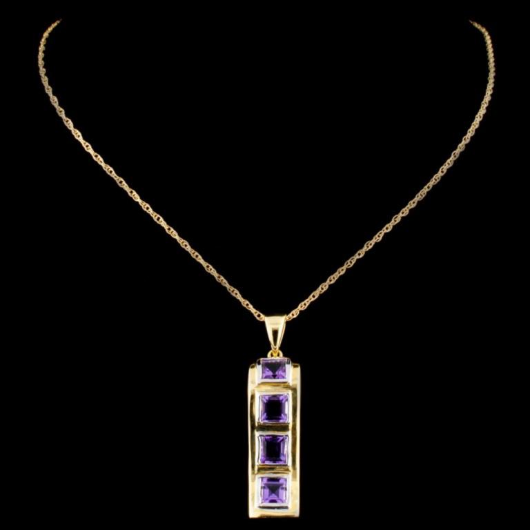 14K Gold 2.35ct Amethyst Pendant