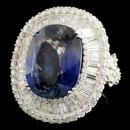 18K Gold 21.41ct Sapphire & 5.93ctw Diamond Ring