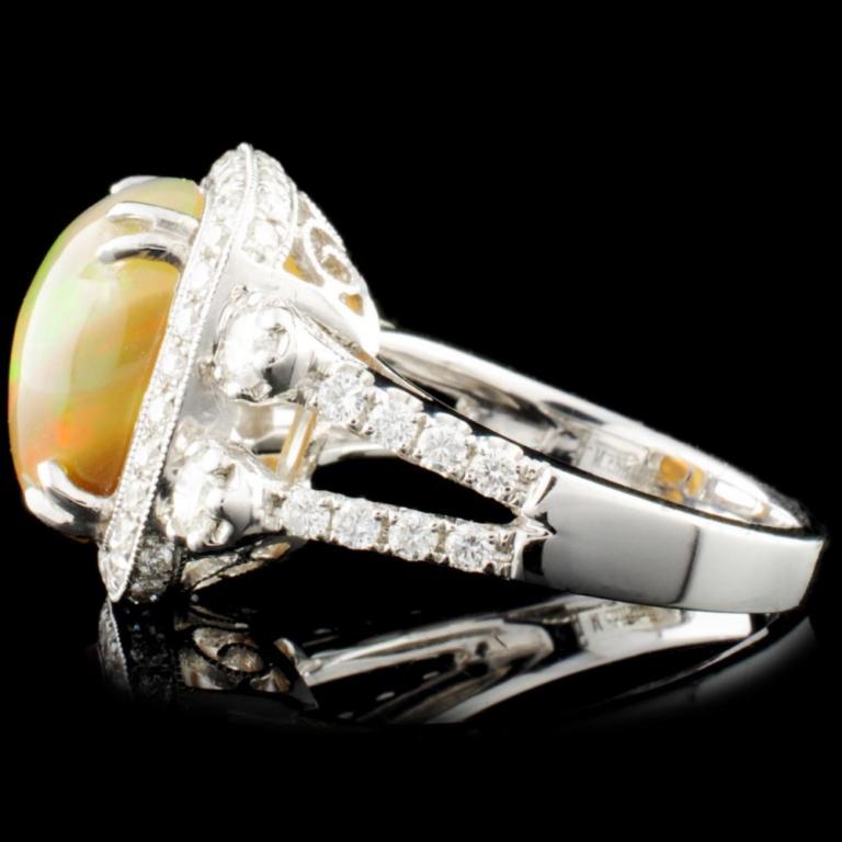 14K Gold 3.18ct Opal & 1.08ctw Diamond Ring