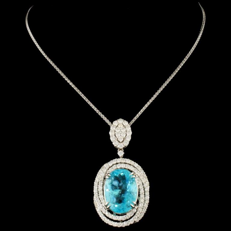 18K Gold 7.49ct Paraiba & 1.41ctw Diamond Pendant