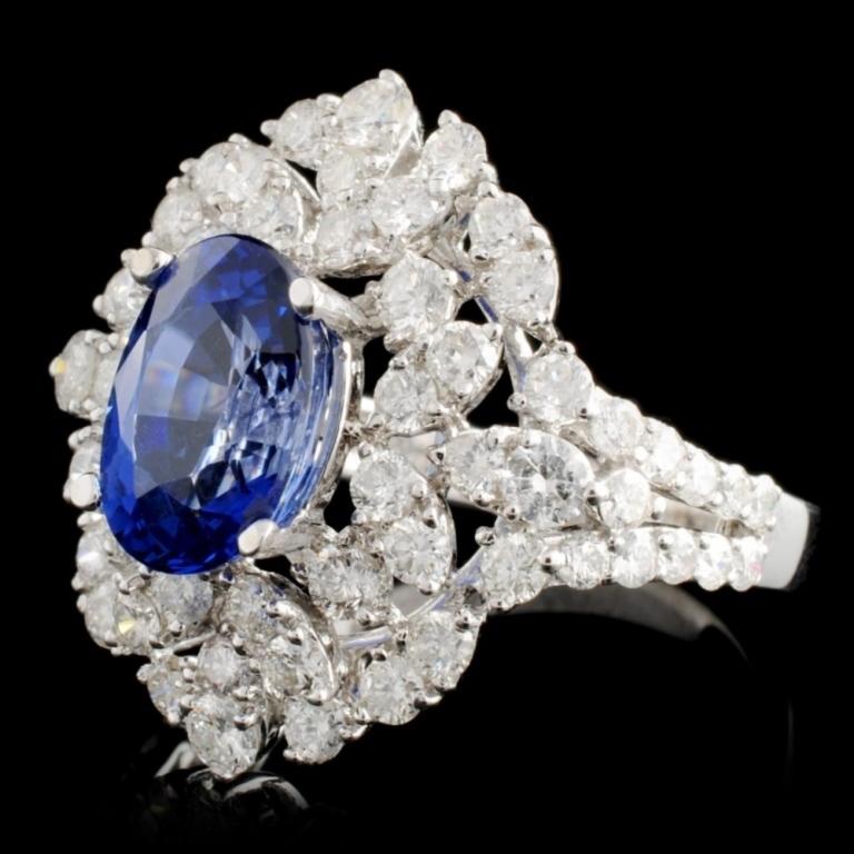 18K Gold 3.00ct Sapphire & 1.90ctw Diamond Ring