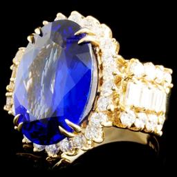 14K Gold 11.22ct Tanzanite & 2.61ctw Diamond Ring