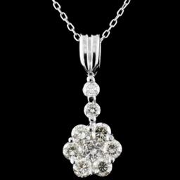 18K White Gold 1.15ctw Diamond Pendant