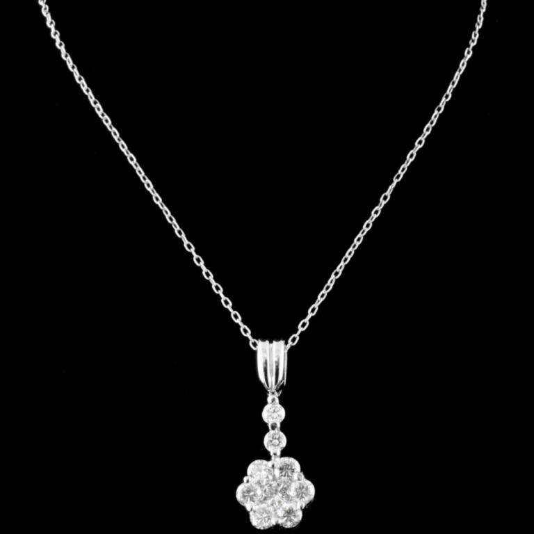 18K White Gold 1.15ctw Diamond Pendant