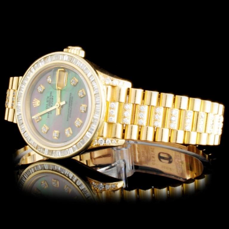 Rolex 18K YG DateJust 4.00ct Diamond Lagies Watch