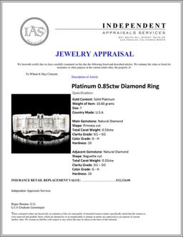Platinum 0.85ctw Diamond Ring
