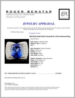 18K White Gold 6.95ct Tanzanite & 1.27ctw Diamond