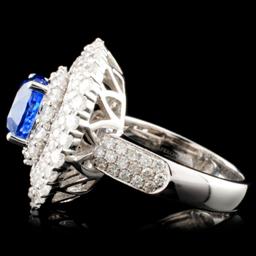 18K Gold 2.80ct Sapphire & 2.40ctw Diamond Ring