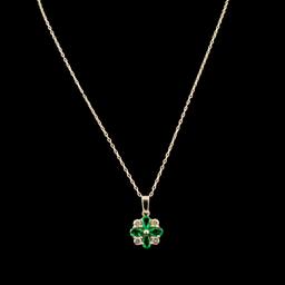14K Gold 1.50ct Emerald & 0.20ct Diamond Pendant