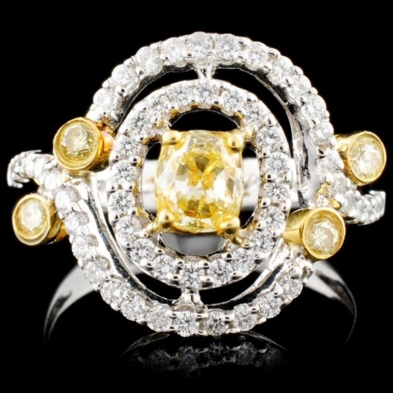 18K Gold 1.11ctw Fancy Color Diamond Ring