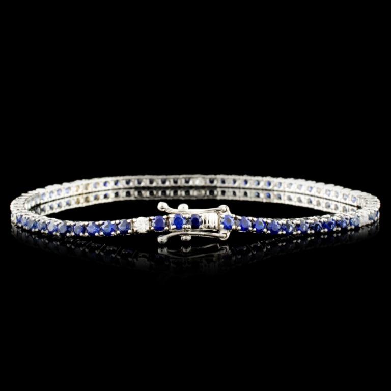 14K Gold 4.02ct Sapphire & 0.29ctw Diamond Bracele