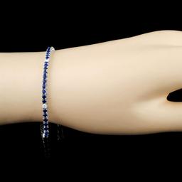 14K Gold 4.02ct Sapphire & 0.29ctw Diamond Bracele