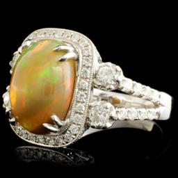 14K Gold 3.18ct Opal & 1.08ctw Diamond Ring