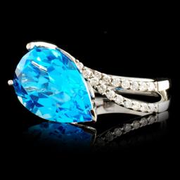 18K Gold 5.00ctw Topaz & 0.37ctw Diamond Ring