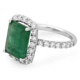 14K Gold 5.50ct Emerald & 1.20ct Diamond Ring