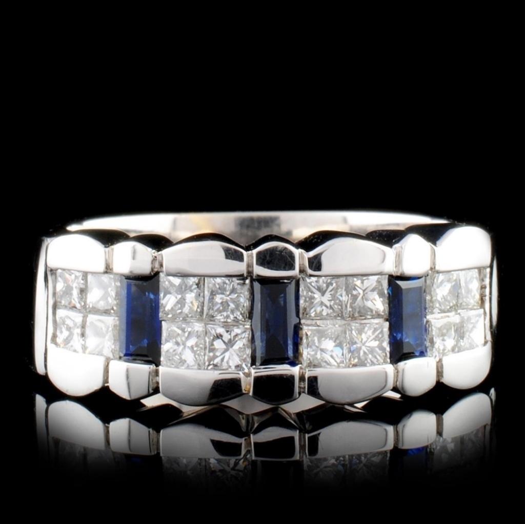 18K White Gold 0.62ct Sapphire & 0.71ct Diamond Ri