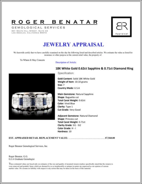 18K White Gold 0.62ct Sapphire & 0.71ct Diamond Ri