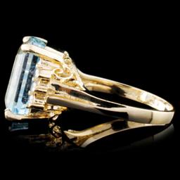 14K Gold 6.04ct Aquamarine & 0.17ct Diamond Ring