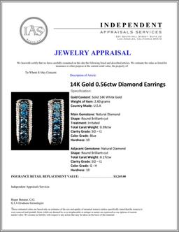 14K Gold 0.56ctw Diamond Earrings