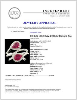 14K Gold 1.60ct Ruby & 0.60ctw Diamond Ring