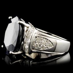 14K Gold 13.50ct Sapphire & 0.75ctw Diamond Ring