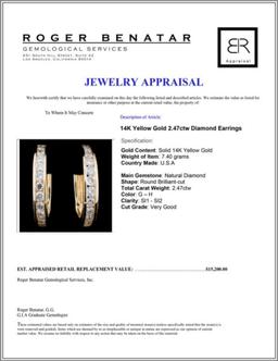 14K Gold 2.47ctw Diamond Earrings