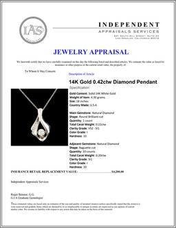 14K Gold 0.42ctw Diamond Pendant