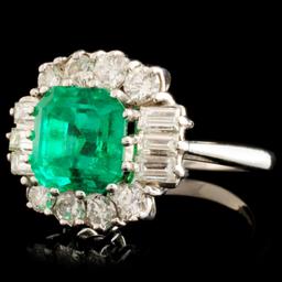 18K Gold 2.80ct Emerald & 1.00ctw Diamond Ring