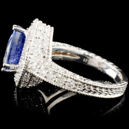18K Gold 3.58ct Sapphire & 1.79ctw Diamond Ring