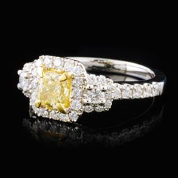 18K White Gold 1.32ctw Fancy Yellow Diamond Ring