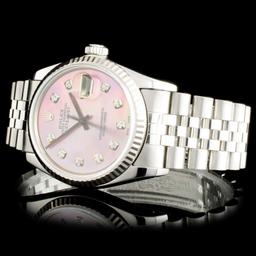 Rolex SS DateJust Diamond Wristwatch