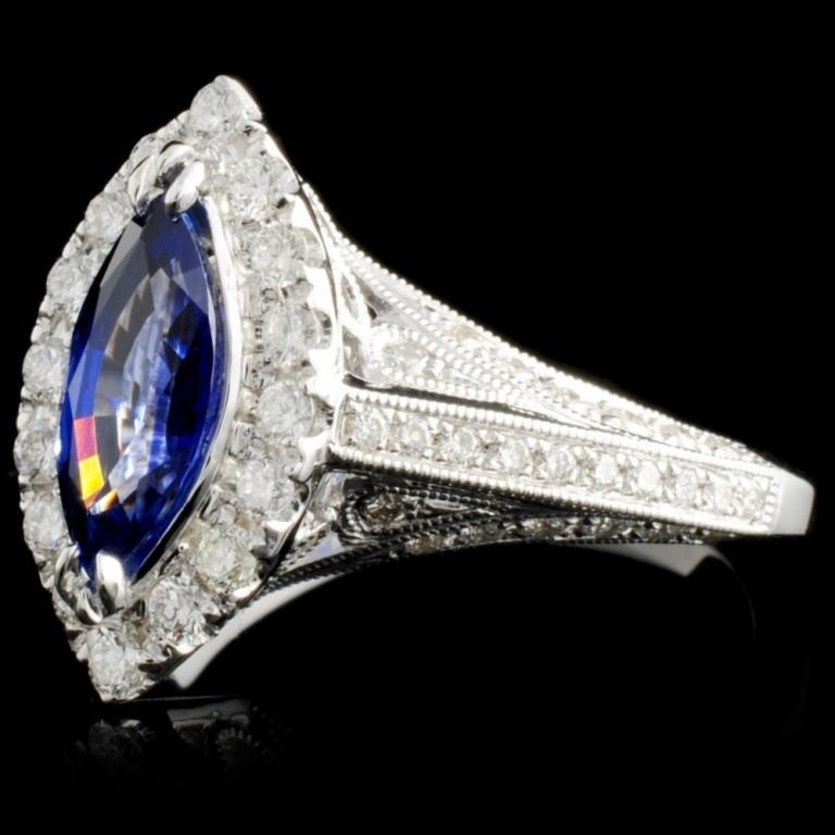18K Gold 1.42ct Sapphire & 0.65ct Diamond Ring