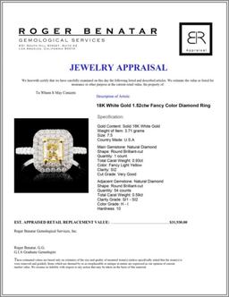 18K White Gold 1.52ctw Fancy Color Diamond Ring