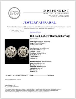18K Gold 1.51ctw Diamond Earrings