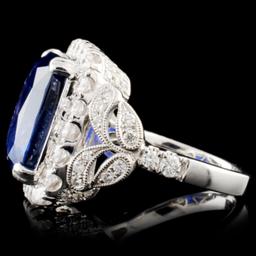 18K Gold 13.40ct Sapphire & 1.57ctw Diamond Ring