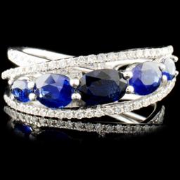 18K Gold 1.95ctw Sapphire & 0.29ctw Diamond Ring