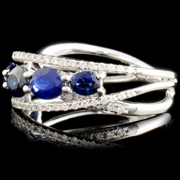 18K Gold 1.95ctw Sapphire & 0.29ctw Diamond Ring