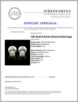 14K Gold 0.24ctw Diamond Earrings