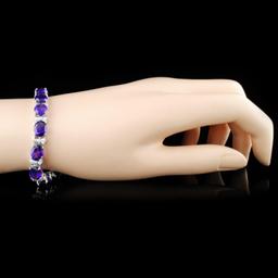 14K Gold 26.80ctw Amethyst & 1.15ctw Diamond Brace